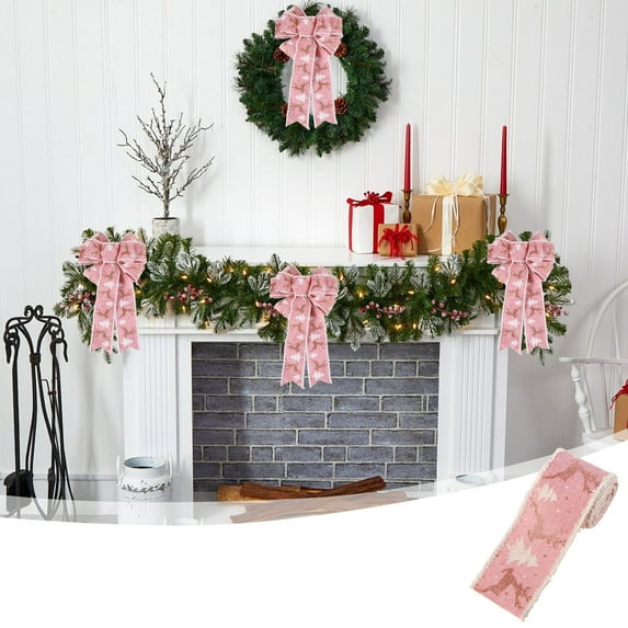 YIKA Christmas Snow Ribbon Car Christmas Tree Holiday Decoration Ribbon Gift Christmas Decorations Pink