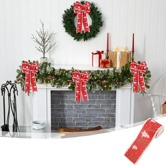 YIKA Christmas Snow Ribbon Car Christmas Tree Holiday Decoration Ribbon Gift Christmas Decorations Red