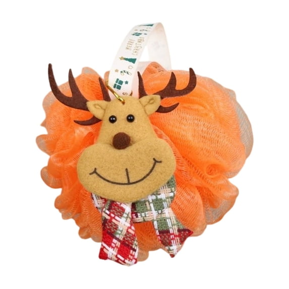 YIKA Christmas Themed Bath Balls Santa Snowman Elks Designs Bath Flowers For Holiday Bath Time Festive Decoration Orange