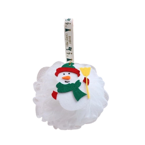 YIKA Christmas Themed Bath Balls Santa Snowman Elks Designs Bath Flowers For Holiday Bath Time Festive Decoration White