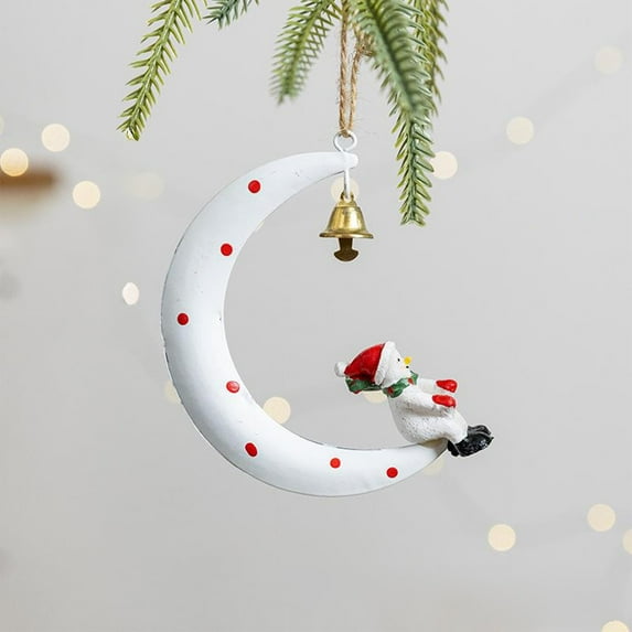 YIKA Christmas Tree Ornament Crescent Hanging Decoration With Santa Or Deer Cute Holiday Decor For Xmas Tree 3 Unique Styles Available Christmas Decorations Christmas Decorations Indoor White