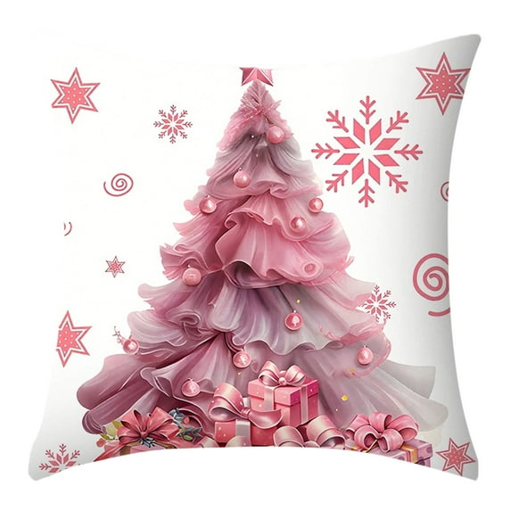 YIKA Christmas Tree Snowflake Reindeer Pillowcase 45x45cm Christmas Pillow Cover With Peach Fleece Printed Living Room Sofa Decoration Pillowcase Cushion C