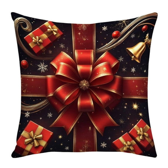 YIKA Christmas Tree Snowflake Reindeer Pillowcase 45x45cm Christmas Pillow Cover With Festival And Bow Decorative Sofa Decorative Linen Pillow B