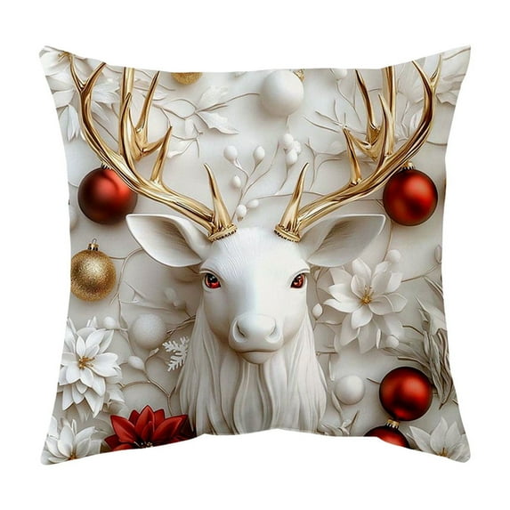 YIKA Christmas Tree Snowflake Reindeer Pillowcase Christmas Pillow Cover Holiday Decoration Sofa Decoration Linen Pillow Home Sofa Holiday Decoration Pillow Cover 45x45cm D