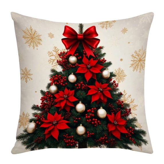 YIKA Christmas Tree Snowflake Reindeer Pillowcase Christmas Pillow Set Red Combination Holiday Decoration Home Sofa Pillow Bedhead Cushion C