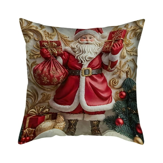 YIKA Christmas Tree Snowflake Reindeer Pillowcase Christmas Theme 3 Dimensional Gold Pillow Cover Christmas Tree Pillowcase Home Sofa Bedroom Cushion Cover Decoration C