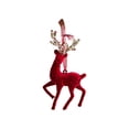 thumbnail image 1 of YIKA Christmas Wine Red Flocking Elks Dragonflys Wreath Pendant Christmas Tree Ornaments, 1 of 6
