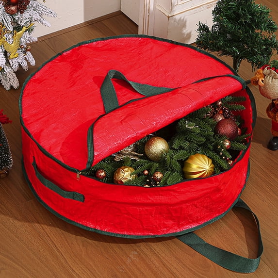 YIKA Christmas Wreath Storage Bag With Carry Handles And Card Slot Waterproof Clothes Storage Bag Moving Bags Christmas Tree Decorations Red M