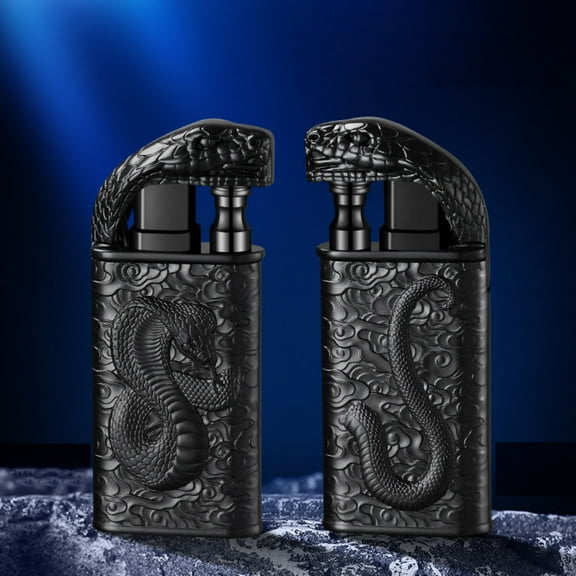 YIKA Crater Clear Light Inclined Fire Open Flame Wheel Lighter Inflatable Point Pipe Lighter Black