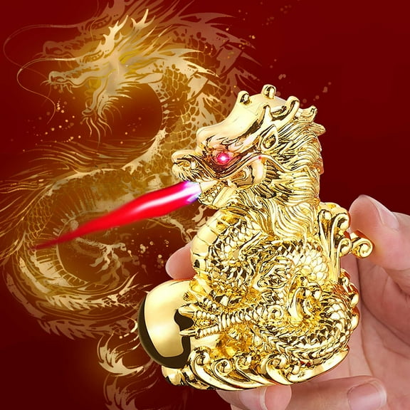 YIKA Crater Clear Light Inclined Fire Open Flame Wheel Lighter Inflatable Point Pipe Lighter Gold