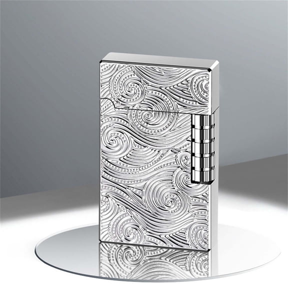 YIKA Crater Clear Light Inclined Fire Open Flame Wheel Lighter Inflatable Point Pipe Lighter Silver