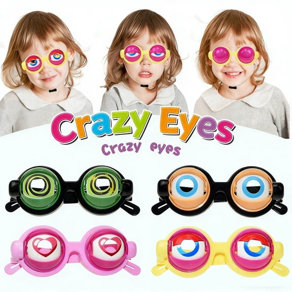YIKA Crazy Eyes Funny Party Glasses, Creative Novelty Funny Eyewear Glasses Fancy Dress Props for Boys Girls Party Favors Supplies Gift Photo Booth Props