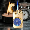 thumbnail image 1 of YIKA Creatives Clock Lighter Metal Straight Wind Proof Inflatable Lighter Fire Lighter Relief Body High Grade Gifts Gold, 1 of 6