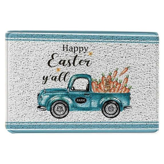 YIKA Easter Day Door Mat - Front Door Mat - Bath Rug Super Absorbent Dry - Rubber Backing Non Slip Washable Bathroom Floor Mats -Green 16x24 IN Easter Decoration