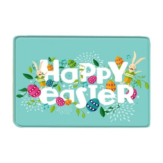 YIKA Easter Day Door Mat - Front Door Mat - Bath Rug Super Absorbent Dry - Rubber Backing Non Slip Washable Bathroom Floor Mats -Green 16x24 IN Easter Decoration