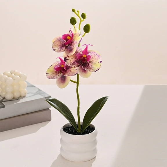 YIKA Festival Decorations Faux Phalaenopsis Orchid Realistic Flower Arrangement Artificial Potted Decor Wedding Photography Prop Flowers Bouquets Decoration