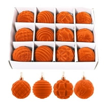 YIKA Flocking Christmas 6cm12pcs Boxed Christmas Tree Pendant Plastic Painted Velvet Holiday Decorations