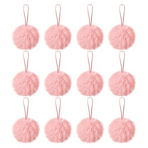 YIKA Furry Christmas Ornaments For Tree Green Christmas Hanging Decorations 8cm Pink