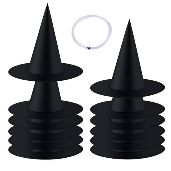 YIKA Halloween Decoration 12 Pcs Halloween Hanging Witch Hats Decorations With 35 Yards Hanging Rope Costume Witch Costume Black Hanging Wizard Hat Floating Porch Yard Decor Halloween Ornaments