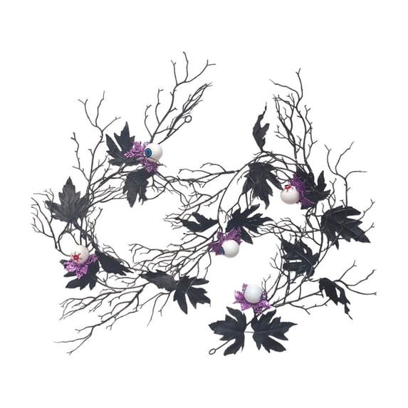 YIKA Halloween Decoration 175 Cm Halloween Black Maple Leaf Eyeball Vines Home Decoration Outdoor Hanging Decoration Artificial Imitation Vines Halloween Indoor Decor