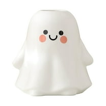 YIKA Halloween Decoration Cute Ghost Ceramic Flower Vase White Decorative Planter With Face Modern Decor For Fresh Flowers Nursery Room Halloween Ornaments