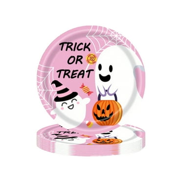 YIKA Halloween Decoration Cute Pumpkin Ghost Paper Plates Napkin Tableware Set Halloween Party Tableware Supplies Tableware Set Halloween Ornaments