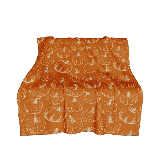 YIKA Halloween Decoration Fall Harvesting Pumpkin Blanket Orange Yellow Cream Autumned Color Print Thanksgiving Throw Blanket Lightweight Warm Soft Blanket Halloween Ornaments