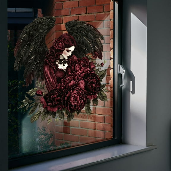 YIKA Halloween Decoration Floral Owl Birds Girl Peony Paeony Cling Bedroom Living Room Home Decor Window Cling Halloween Ornaments