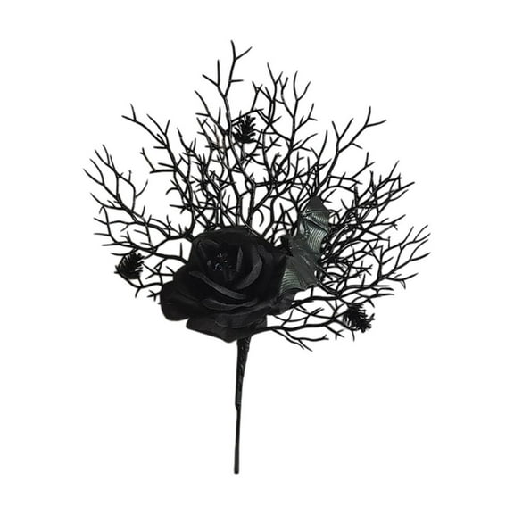 YIKA Halloween Decoration Halloween Artificial Black Dead Branch With Flowers Colorful Small Flowers Home Decor Artificial Artificial Branch F3Halloween Yard Decor