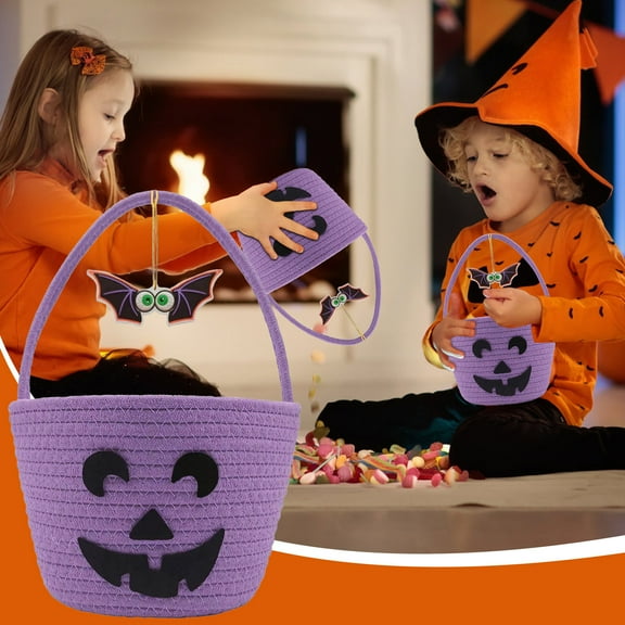 YIKA Halloween Decoration Halloween Basket For Kids Treat Basket Cute Pumpkin Candy Bucket Spooky Small Baskets Lantern Bags For Girls/Boys Gift Baskets Empty Halloween Ornaments