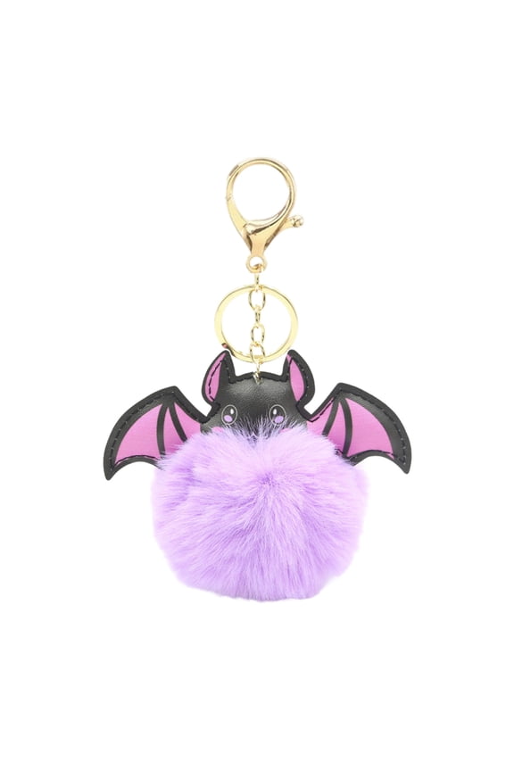 Halloween Decoration Halloween Bats Keychain Accessories Car Cute Pom Fuzzy Keychain For Handbag Backpack Purse Halloween Ornaments