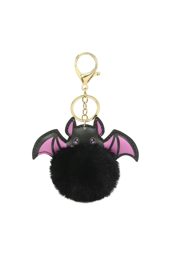 Halloween Decoration Halloween Bats Keychain Accessories Car Cute Pom Fuzzy Keychain For Handbag Backpack Purse Halloween Ornaments