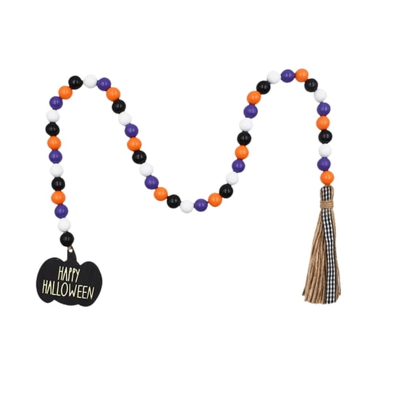 YIKA Halloween Decoration Halloween Beads String Wood Color Colorful Wood Beads Fringe String Fringe Home Decoration Pendant Halloween Ornaments