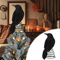 YIKA Halloween Decoration Halloween Crow Miniature Tree Topper Spooky Halloween Tree Ornaments Mini Christmas Treetop Ornaments For Home Party Supplies Halloween Ornaments