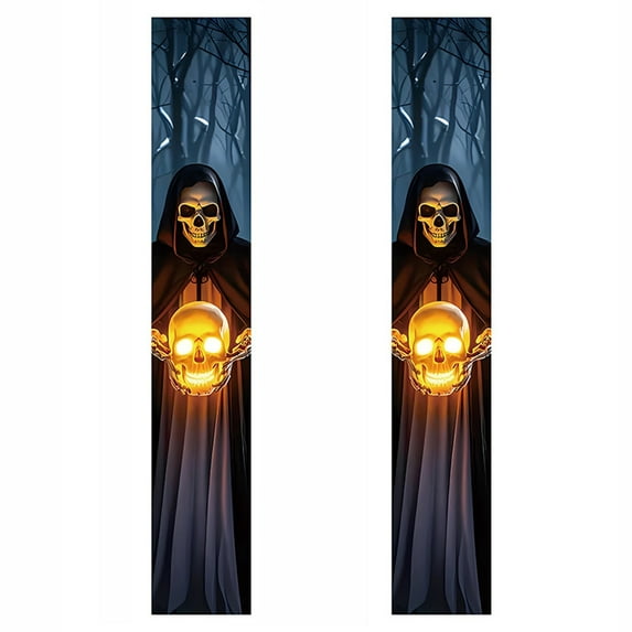 YIKA Halloween Decoration Halloween Door Curtain Couplet Hanging Pumpkin Ghost Skeleton Party Decoration Props Porch Decorations For The Ultimate Halloween Party Halloween Ornaments