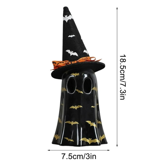 YIKA Halloween Decoration Halloween Hat-Wearing Ghost Light Witch Hat Ghost Figurine For Spooky Decor Halloween Ornaments