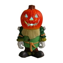 YIKA Halloween Decoration Halloween LED Lights Pumpkin Riders Tabletop Ornament Decoration Glowing Small Pumpkin Head Ghost Resin Yard Decoration Halloween Ornaments