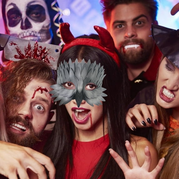 YIKA Halloween Decoration Halloween Upscale Halfface Leather Feathered Beak Mask Halloween Ornaments