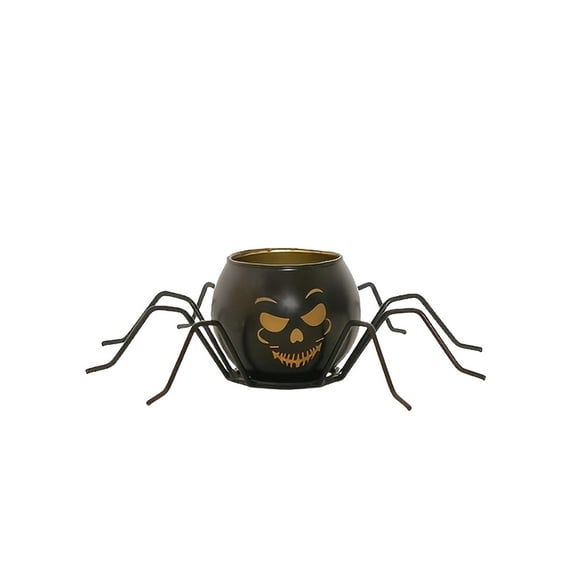 YIKA Halloween Decoration Iron Glass Candlestick Halloween Pumpkin Lights Black Candlestick Party Scene Arrangement Halloween Decoration Ornaments Halloween Ornaments