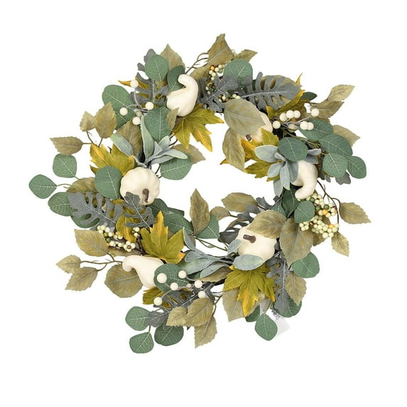 YIKA Halloween Decoration Pumpkin Wreath Maple Leaves And Sunflowers Wreath Wreath Holiday Party Front Door Decoration Outdoor Wreaths Indoor Outdoor Fall Holiday Decor