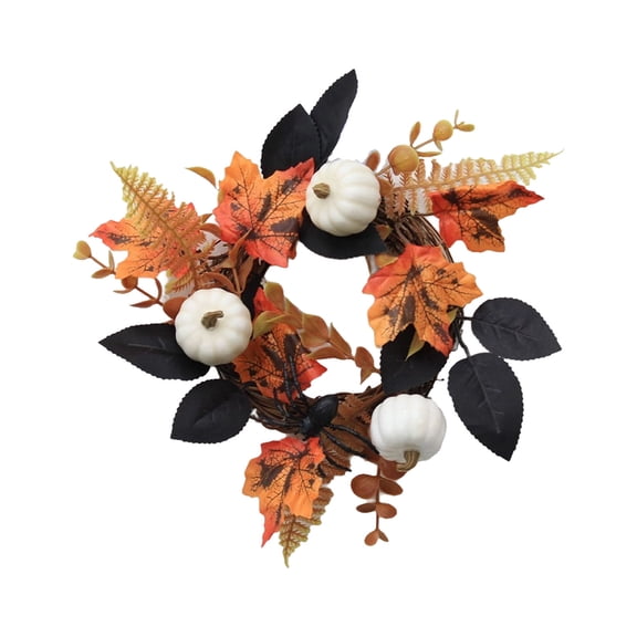 YIKA Halloween Decoration Simulation Pumpkin Maple Leaf Decorative Wreath Suitable For Halloween Thanksgiving Decoration F3Halloween Yard Decor