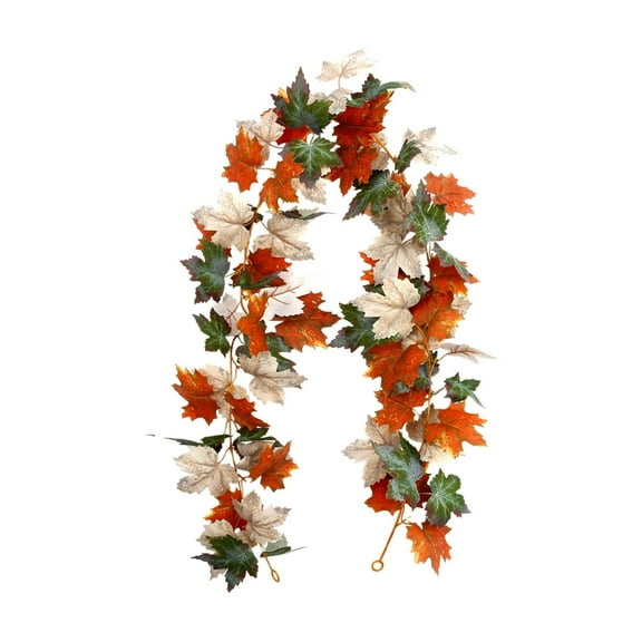 YIKA Halloween Decoration Thanksgiving Decorations Artificial Leaf Garland Rattan Hanging Pumpkin Maple Leaf Garland Indoor Home Halloween Party Fireplace Decorations Halloween Ornaments