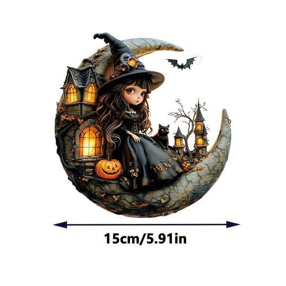 YIKA Halloween Decoration Witch With Crystal Pendant Acrylic Wall Hanging Home Decoration Halloween Ornaments