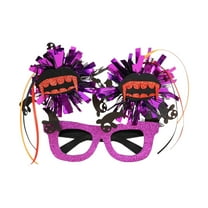 YIKA Halloween Decorative Glasses Spooky Party Personalized Costume Accessories Rain Filament Balls Colorful Fringes Skull Eyeglasses Frames Halloween Decoration C