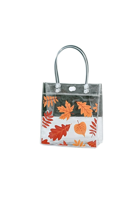 Flowers Students Holiday Gifts Pvc Transparent Hand Gift Handbag Halloween Decoration Orange