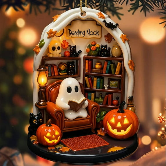 YIKA Halloween Ghost Ornament - Spooky Cute Acrylic Pendant for Tree & Shelf, Friendly Ghost Decor with Vintage Vibe, Perfect Gift & Party Halloween Supplies