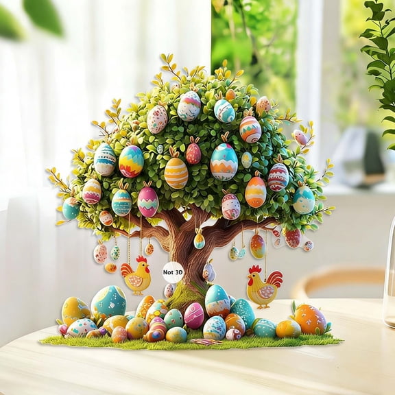 YIKA Happy Easter Egg And Chick 2D Acrylic Pendant - Easter-Themed 2D Acrylic Ornament, Springtime Bunny & Egg Design, Home & Garden Use