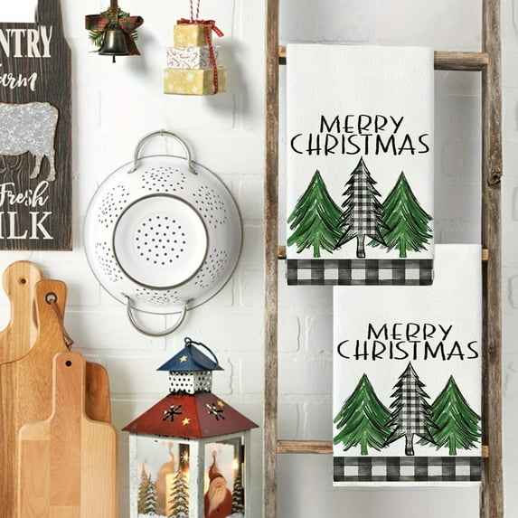 YIKA Kitchen Dishes Towels Merry Christmas 19 X 16 Inch Winter Drying Cloth Tea Towels For Cooking And Baking Christmas Decorations Christmas Decorations Indoor A