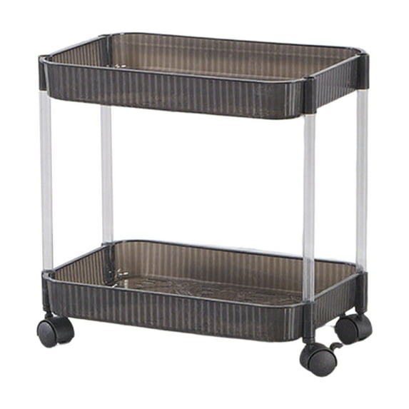 YIKA Large Floor Shelving Unit 2-Tier Mobile Storage Cart on Wheels Adjustable Tier Shelves Rolling Utility Cart Wheels for Kitchen Bathroom Office Living Room Storage Rack Organizer Cart