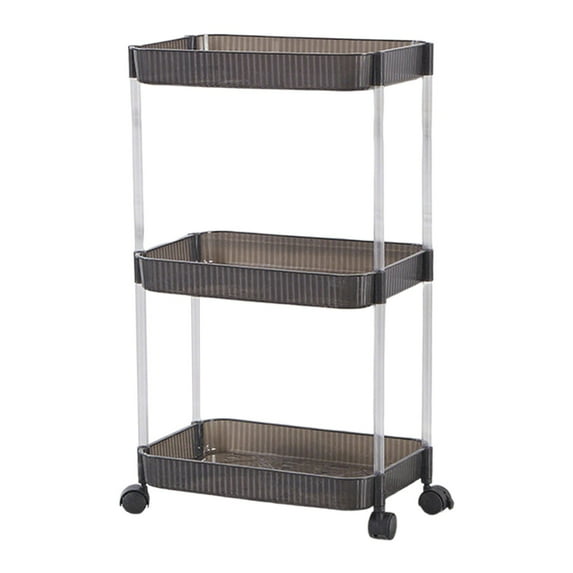 YIKA Large Floor Shelving Unit 3-Tier Mobile Storage Cart on Wheels Adjustable Tier Shelves Rolling Utility Cart Wheels for Kitchen Bathroom Office Living Room Storage Rack Organizer Cart